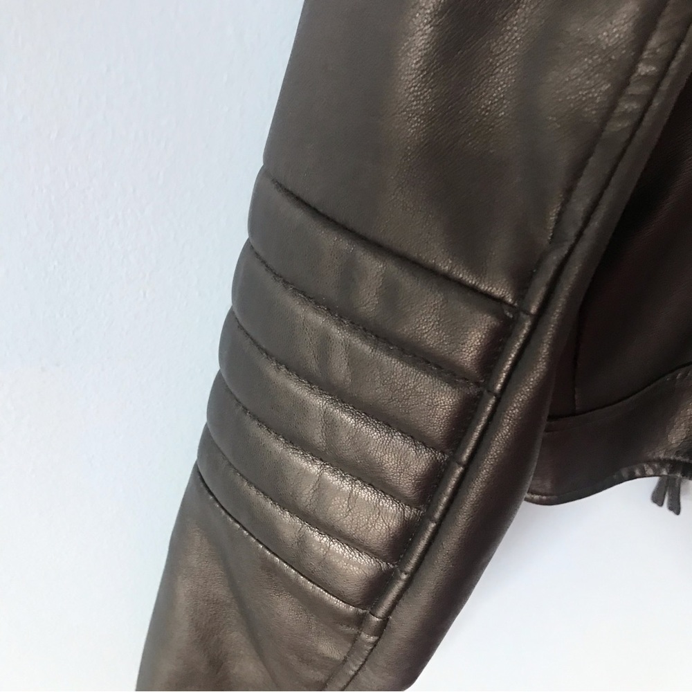 H&M juniors black faux leather zip up moto jacket size 4 - Picture 7 of 12